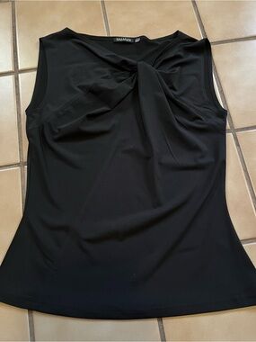 Tahari Black Sleeveless Twist-Front Tank